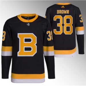 6861c42405155_1 Men's Boston Bruins #38 Patrick Brown Black Home Breakaway Stitched Jersey