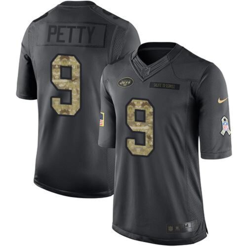 6861c453337b2_1 Jets #9 Bryce Petty Black Men's Stitched NFL Limited 2016 Salute to Service Jersey