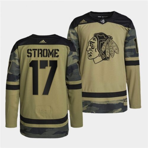 6861c45dc6b66_1 Men's Chicago Blackhawks #17 Dylan Strome 2022 Camo Military Appreciation Night White Stitched Jersey