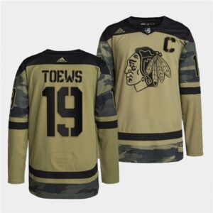 6861c4615a25f_1 Men's Chicago Blackhawks #19 Jonathan Toews 2022 Camo Military Appreciation Night White Stitched Jersey