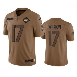 6861c46a566d4_1 Men's New York Jets #17 Garrett Wilson 2023 Brown Salute To Service Limited Stitched Football Jersey