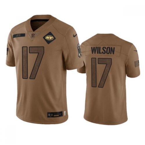 6861c46a566d4_1 Men's New York Jets #17 Garrett Wilson 2023 Brown Salute To Service Limited Stitched Football Jersey