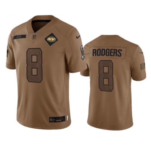6861c473ca4d0_1 Men's New York Jets #8 Aaron Rodgers 2023 Brown Salute To Service Limited Stitched Football Jersey