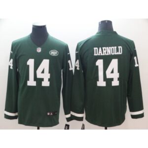 6861c4b03bb59_1 Men's New York Jets #14 Sam Darnold Green Therma Long Sleeve Stitched NFL Jersey
