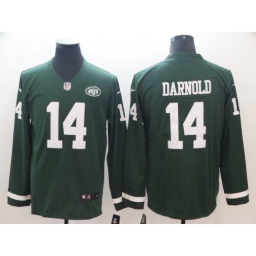 6861c4b03bb59_1 Men's New York Jets #14 Sam Darnold Green Therma Long Sleeve Stitched NFL Jersey