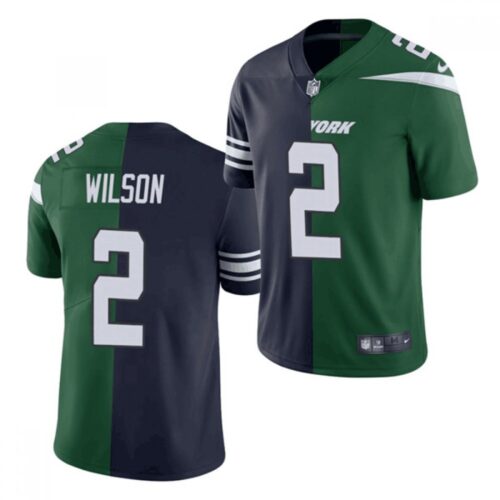 6861c4b68a22b_1 Men's New York Jets #2 Zach Wilson 2021 Green/Navy Split Stitched NFL Jersey