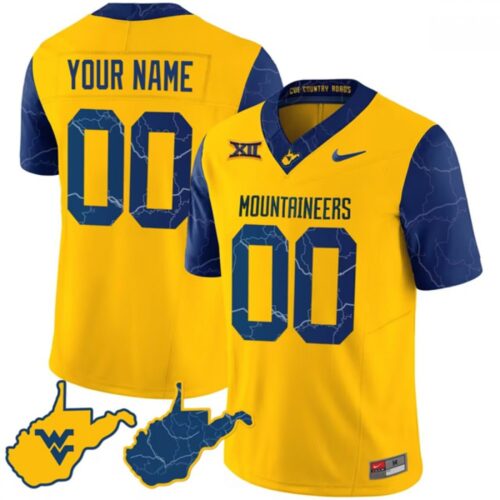 6861c4c2c04b5_1 Men's West Virginia Mountaineers ACTIVE PLAYER Custom Gold 2023 F.U.S.E. Stitched Jersey