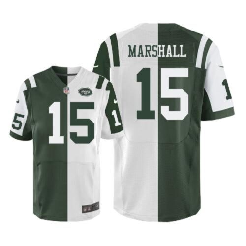 6861c4cf4a3d4_1 Jets #15 Brandon Marshall Green/White Men's Stitched NFL Elite Split Jersey
