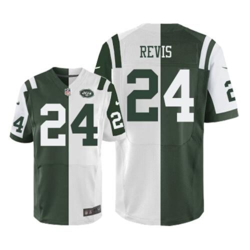 6861c4ebad77d_1 Jets #24 Darrelle Revis Green/White Men's Stitched NFL Elite Split Jersey