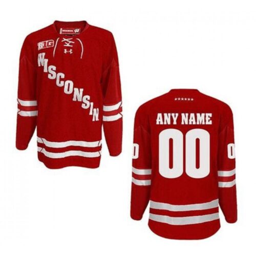 6861c50c503e7_1 Men's Wisconsin Badgers Custom Red Stitched Jersey