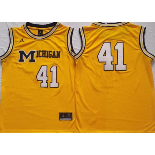 6861c56e7da32_1 Men's Michigan Wolverines ACTIVE PLAYER Custom Yellow Stitched Jersey