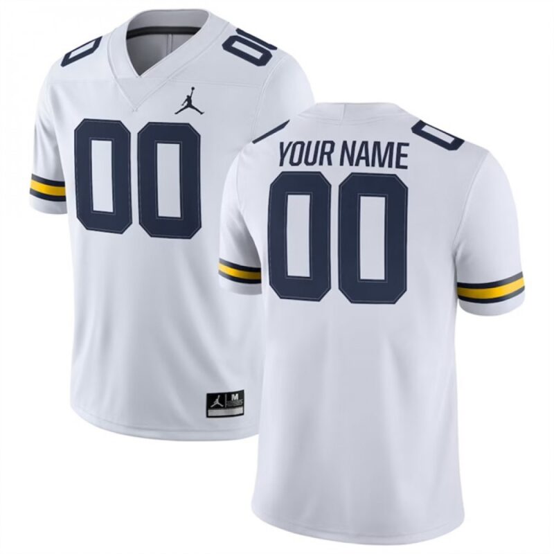 6861c573ecff3_1 Men's Michigan Wolverines Custom White Stitched Jersey