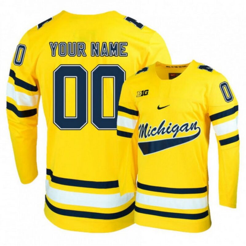 6861c579d54a1_1 Men's Michigan Wolverines Custom Yellow Stitched Jersey