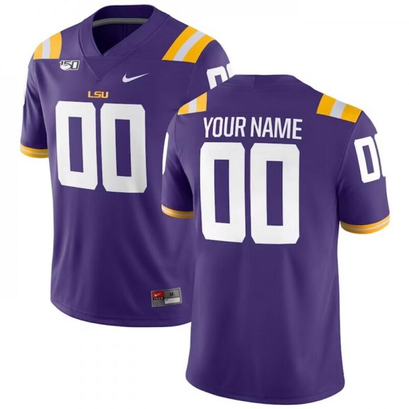 6861c59800920_1 Men's LSU Tigers Active Player Custom Purple With 150th Patch Limited Stitched Jersey