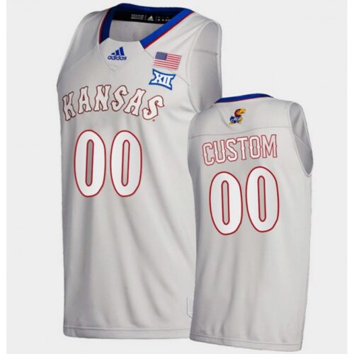 6861c64c01bef_1 Men's Kansas Jayhawks Custom Gray Stitched Basketball Jersey
