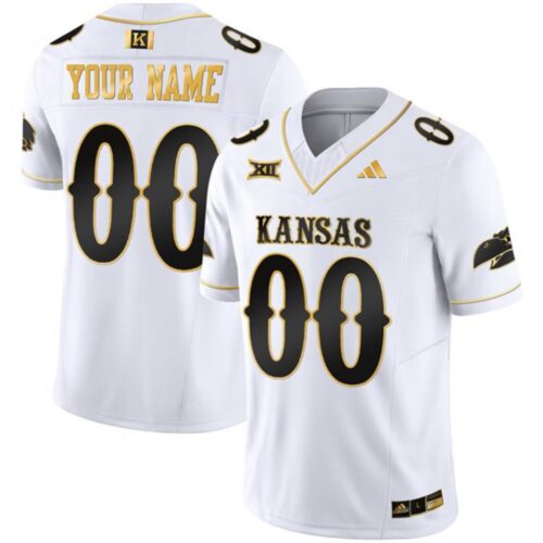 6861c6541f61f_1 Men's Kansas Jayhawks ACTIVE PLAYER Custom White/Gold 2023 F.U.S.E. Vapor Limited Stitched Jersey