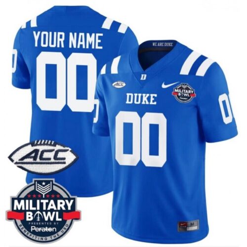 6861c670eed77_1 Men's Duke Blue Devils Active Player Custom Blue 2023 F.U.S.E. Military Bowl & NC State Patch Stitched Football Jersey