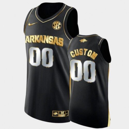 6861c6a9cd050_1 Men's Arkansas Razorbacks ACTIVE PLAYER Custom Black/Golden Stitched Basketball Jersey