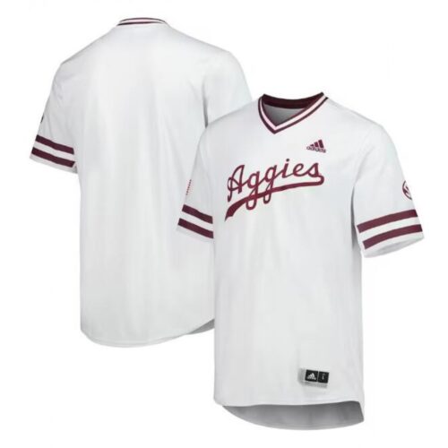 6861c700107c0_1 Men's Texas A&M Aggies White Stitched Baseball Jersey