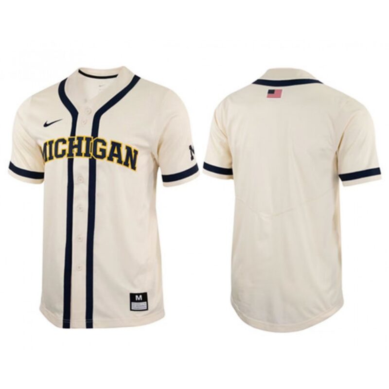 6861c71e8a2a2_1 Men's Michigan Wolverines Blank Cream Stitched Baseball Jersey