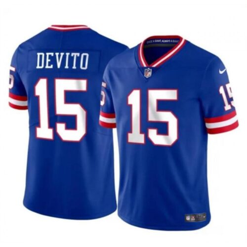 6861c778ddd91_1 Men's New York Giants #15 Tommy DeVito Royal Throwback Limited Stitched Jersey