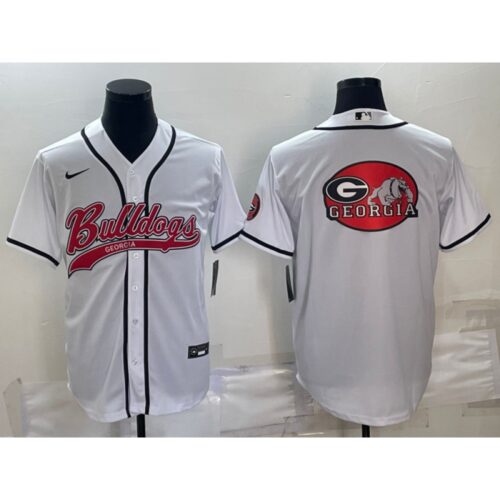 6861c7bbb70d6_1 Men's Georgia Bulldogs White Team Big Logo With Patch Cool Base Stitched Baseball Jersey