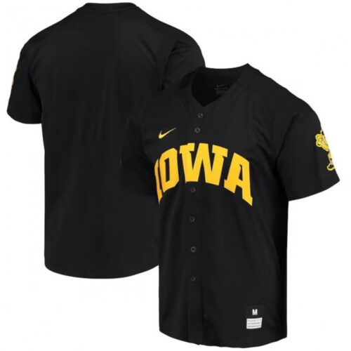 6861c7cde5da9_1 Men's Iowa Hawkeyes Black Elite Full-Button Vapor Stitched Baseball Jersey