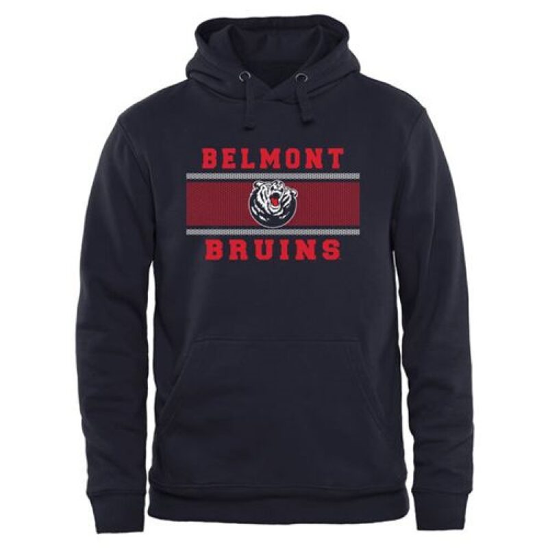 6861c8231e8e8_1 Belmont Bruins Micro Mesh Pullover Hoodie Navy Blue