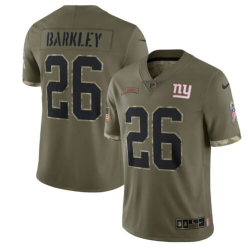 6861c90e4e774_1 Men's New York Giants #26 Saquon Barkley Olive 2022 Salute To Service Limited Stitched Jersey
