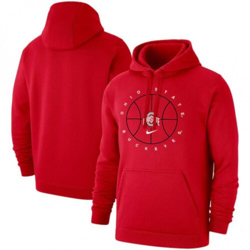 6861c92feb77f_1 Men's Ohio State Buckeyes Red Basketball Icon Club Fleece Pullover Hoodie