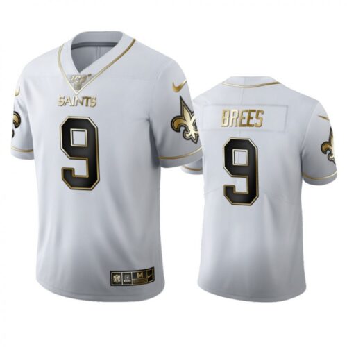 6861c93953806_1 Men's New Orleans Saints #9 Drew Brees White 2019 100th Season Golden Edition Limited Stitched NFL Jersey