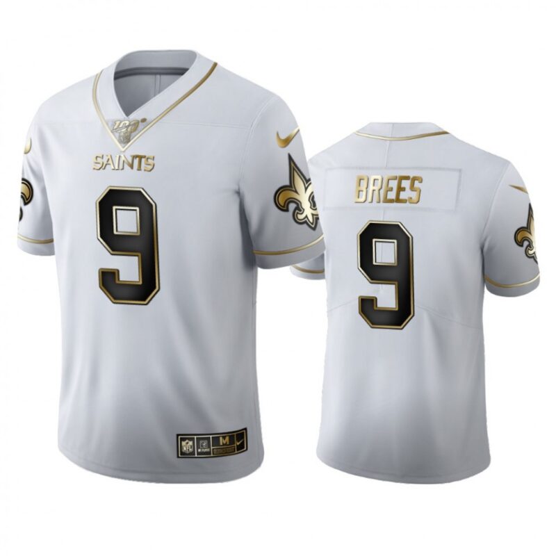 6861c93953806_1 Men's New Orleans Saints #9 Drew Brees White 2019 100th Season Golden Edition Limited Stitched NFL Jersey