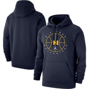 6861c97ac9de0_1 Men's Michigan Wolverines Navy Basketball Icon Club Fleece Pullover Hoodie