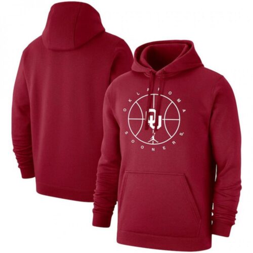 6861c99b51c80_1 Men's Oklahoma Sooners Red Basketball Icon Club Fleece Pullover Hoodie