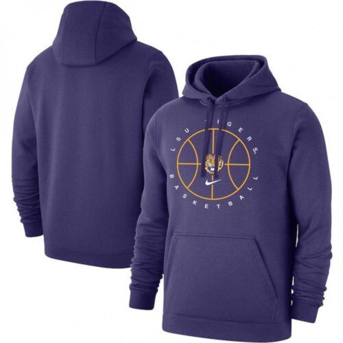 6861c9a98544d_1 Men's LSU Tigers Purple Basketball Icon Club Fleece Pullover Hoodie