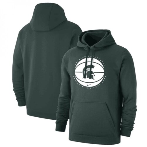 6861c9b2a73d1_1 Men's Michigan State Spartans Green Basketball Pullover Hoodie