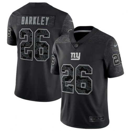 6861c9b67e3dc_1 Men's New York Giants #26 Saquon Barkley Black Reflective Limited Stitched Football Jersey