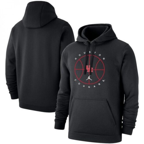 6861c9c4c37fa_1 Men's Houston Cougars Black Basketball Icon Club Fleece Pullover Hoodie