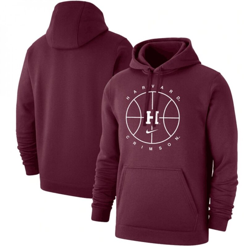 6861c9da19b5c_1 Men's Harvard Crimson Wine Basketball Icon Club Fleece Pullover Hoodie