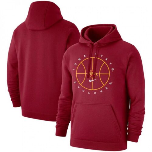 6861c9dd586f0_1 Men's Lowa State Cyclones Red Basketball Icon Club Fleece Pullover Hoodie