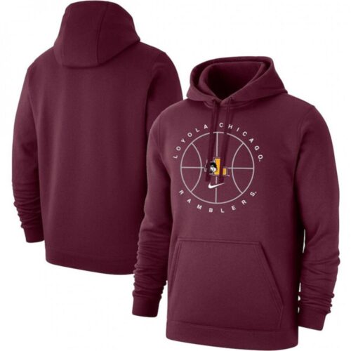 6861c9e067c39_1 Men's Loyola Chicago Ramblers Wine Basketball Icon Club Fleece Pullover Hoodie
