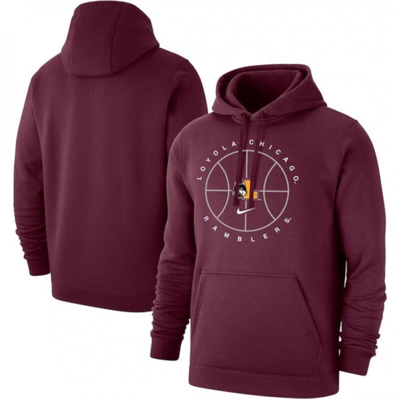 6861c9e067c39_1 Men's Loyola Chicago Ramblers Wine Basketball Icon Club Fleece Pullover Hoodie