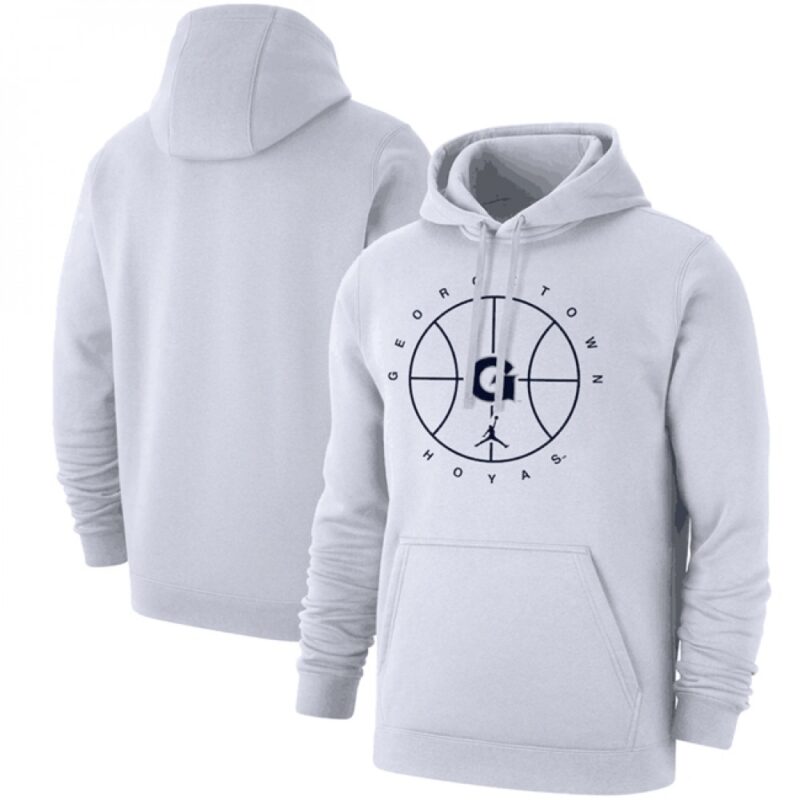 6861ca528400c_1 Men's Georgetown Hoyas White Basketball Icon Club Fleece Pullover Hoodie