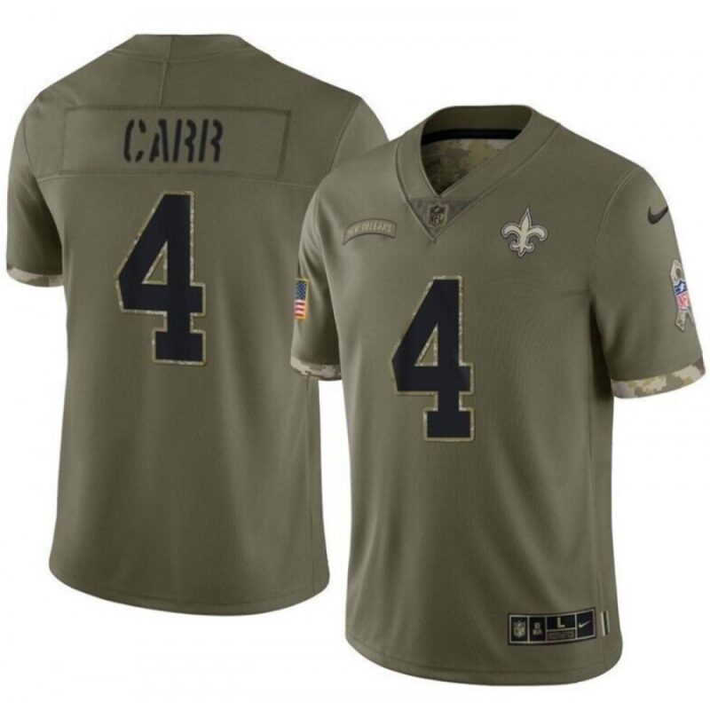 6861ca78a2da9_1 Men's New Orleans Saints #4 Derek Carr Olive Salute To Service Limited Stitched Jersey