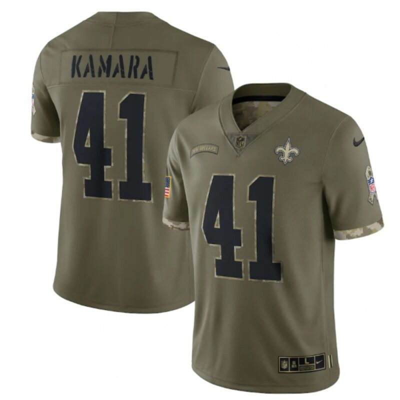 6861ca822fb89_1 Men's New Orleans Saints #41 Alvin Kamara Olive 2022 Salute To Service Limited Stitched Jersey