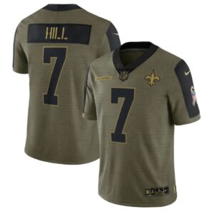 6861ca91d2410_1 Men's New Orleans Saints #7 Taysom Hill 2021 Olive Salute To Service Limited Stitched Jersey