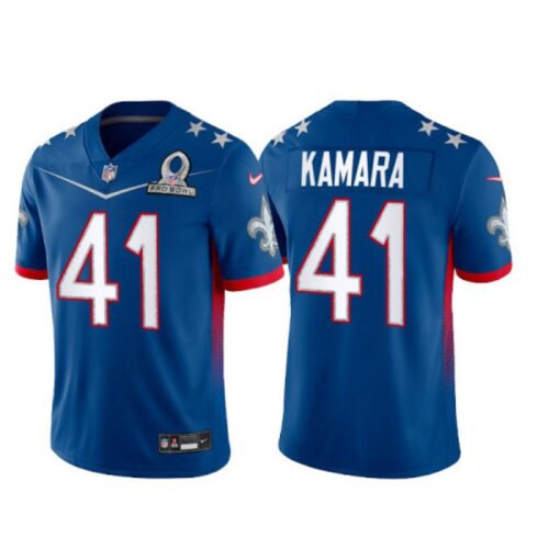 6861caa8b1cb0_1 Men's New Orleans Saints #41 Alvin Kamara 2022 Royal NFC Pro Bowl Stitched Jersey