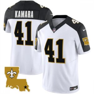 6861cad25a634_1 Men's New Orleans Saints #41 Alvin Kamara White Black 2023 F.U.S.E. 1987 Legacy Vapor Stitched Jersey