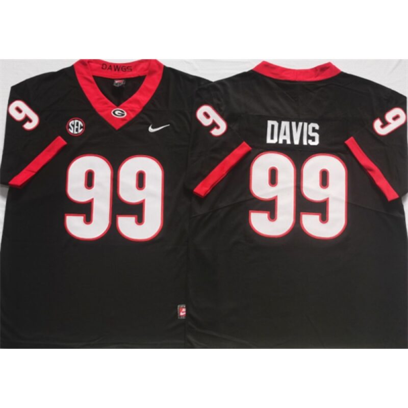6861cae19b557_1 Men's Georgia Bulldogs #99 DAVIS Black College Football Stitched Jersey