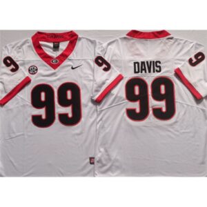6861cae7c7b86_1 Men's Georgia Bulldogs #99 DAVIS White College Football Stitched Jersey